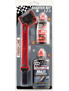 FINISH LINE Zestaw do pielegnacji roweru Szczotka + Odtłuszczacz Ecotech 120ml + Smar Teflon 120ml